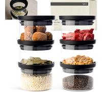 KIVY Tarros pequeños de almacenamiento con tapas de vidrio transparente [6 x 350 ml] Tarros herméticos apilables para especias - Contenedor de especias de vidrio - Tarros de cajón de especias - Tarros