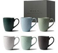KIVY Tazas de Cerámica [6x400 ml] -con Asa Grande -Tazones Desayuno - Coffee Mug - Juego de Cafe Moderno