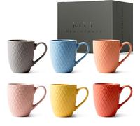 KIVY Tazas Grandes de Café [6x400 ml] - Con Asa Grande - Tazones Desayuno - Juego de Tazas Moderno - Coffee Mug