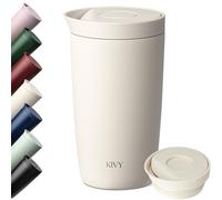 KIVY Termo de Café 350ml [CIERRE QUICK PRESS] - Vaso Termico - Taza Termica Llevar - Para Bebidas Frías & Calientes - Travel Mug - Sin BPA & A Prueba de Fugas - Doble Pared & Acero Inoxidable - Blanc