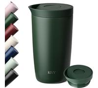 KIVY Termo de Café 350ml [CIERRE QUICK PRESS] - Vaso Termico - Taza Termica Llevar - Para Bebidas Frías & Calientes - Travel Mug - Sin BPA & A Prueba de Fugas - Doble Pared & Acero Inoxidable - Vert
