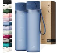 KIVY Tritan Botella de Agua 1L [IRROMPIBLE] - Water Bottle Sin BPA para Gimnasio, Gym & Deporte - Garrafa Reutilizable de Plástico Apto Lavavajillas - Cantimplora Deportiva, Oficina y Escuela - Azul