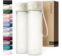 KIVY Tritan Botella de Agua 1L [IRROMPIBLE] - Water Bottle Sin BPA para Gimnasio, Gym & Deporte - Garrafa Reutilizable de Plástico Apto Lavavajillas - Cantimplora Deportiva, Oficina y Escuela - Blanco