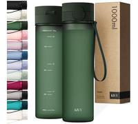 KIVY Tritan Botella de Agua 1L [IRROMPIBLE] - Water Bottle Sin BPA para Gimnasio, Gym & Deporte - Garrafa Reutilizable de Plástico Apto Lavavajillas - Cantimplora Deportiva, Oficina y Escuela - Verde