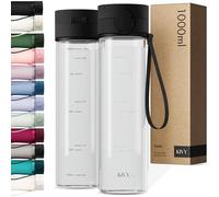 KIVY Tritan Botella de Agua 1L [IRROMPIBLE] - Water Bottle Sin BPA para Gimnasio, Gym & Deporte - Garrafa Reutilizable de Plástico Apto Lavavajillas - Cantimplora Deportiva, Oficina y Escuela - Negro