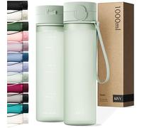 KIVY Tritan Botella de Agua 1L [IRROMPIBLE] - Water Bottle Sin BPA para Gimnasio, Gym & Deporte - Garrafa Reutilizable de Plástico Apto Lavavajillas - Cantimplora Deportiva, Oficina y Escuela - Verde