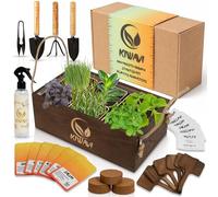 Kiwavi Kit de Cultivo de Plantas Aromáticas Culinarias - Mini Huerto Urbano para Interior con Romero, Menta, Albahaca Morada, Cebollino, Salvia y Orégano | Huerto en Casa