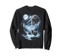Kiwi Bird Aullando a la Luna 90's Retro Sudadera