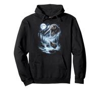 Kiwi Bird Aullando a la Luna 90's Retro Sudadera con Capucha
