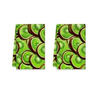 Kiwi - Juego de 2 toallas de cocina tropicales vibrantes verdes de verano, absorbentes, suaves, para fregadero, decoración navideña, 16 x 24 pulgadas
