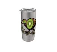 Kiwi Pájaro Rama Fruta Naturaleza Selva Vaso térmico de acero inoxidable de doble pared