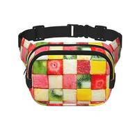 Kiwi - Riñonera unisex cuadrada de doble capa con estampado de sandía, accesorio de viaje y entrenamiento, color negro, talla única, NEGRO, One Size