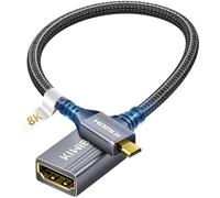 KiwiBird Adaptador Micro HDMI a HDMI 2.1, Micro HDMI macho a HDMI hembra 8K@60Hz 4K@120Hz 2160p 1440p 1080p 3D compatible con Raspberry Pi 5 4 GoPro Hero cámara portátil monitor proyector