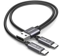 KiwiBird Cable Divisor Carga USB A a USB C, Cable Doble USB c, Adaptador Tipo C Macho con Doble Cable, Solo Carga, Compatible con iPhone 17 Air Pro MAX 16 15 Plus iPad Galaxy S25 teléfonos Android