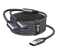KiWiBiRD Divisor USB 2 Puertos, Cable de extensión USBA para Transferencia | USB splitter 1 a 2 2M, Compatible con portátil, AutoDarts cámara, PS4, PS5, Memoria USB, Teclado, ratón, Impresora