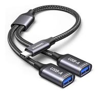 KiwiBird Divisor USB C Y 2 Puertos, Adaptador Tipo C Macho a 2 USB Hembra