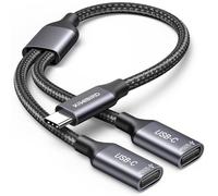KiWiBiRD Duplicador USB C Splitter, Adaptador Tipo C Macho a 2 USB C Hembra Puertos Y Cable para Datos y Carga, Mini HUB Compatible con Laptop Mac PS5 Teclado ratón Impresora