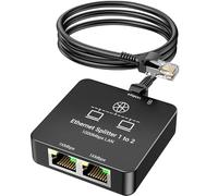KiWiBiRD ethernet Splitter 1 a 2, Switch ethernet 2 Puertos, ladron Divisor Internet LAN RJ45 1000Mbps 1GB, Compatible con Cat 8 7 6 5e 5 Router PC sobremesa Gaming PS5 PS4 Xbox Smart TV Box TV Stick