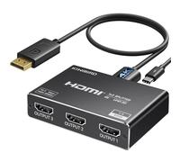 KiWiBiRD Splitter DisplayPort a HDMI 1 a 3 para Tres monitores, Divisor DP a HDMI 1 Entrada 3 Salidas, 4K 2160p 1440p 1080p 3D HDCP, Compatible con PC, TV Box, PS4 PS5, proyector, Pantallas