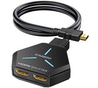 KiWiBiRD Splitter HDMI 1 Entrada 2 Salidas, Divisor HDMI, 4K | HDMI splitter 1 in 2 out para dos monitores, 2160p 1440p 1080p 3D HDCP, compatible con PC TV Box PS4 PS5 proyector pantallas