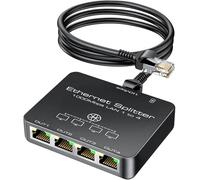 KiWiBiRD Switch Ethernet 4 Puertos , ethernet Splitter 1 a 4, duplicador ethernet Divisor de Red RJ45 1000Mbps gigabit Compatible con Cat 8 7 6 5e 5, Router PC sobremesa Gaming PS5 PS4 Xbox TV Box