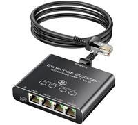 KiWiBiRD Switch Ethernet 4 Puertos , ethernet Splitter 1 a 4, duplicador ethernet Divisor de Red RJ45 1000Mbps gigabit Compatible con Cat 8 7 6 5e 5, Router PC sobremesa Gaming PS5 PS4 Xbox TV Box