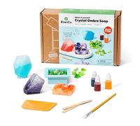 KiwiCo Crystal Geode Soapmaking Kit | Complete Set Includes Beaker Clear Soap Molds Mixing Sticks Mica Powder Liquid Colors & More | DIY Soap Mak