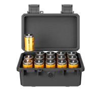 KIWIFOTOS Organizador de batería con soportes de batería para probador, caja de batería resistente al agua, contenedor de batería de cajón para el hogar, Black, For 15 Slots C/LR14/AM2 Battery,