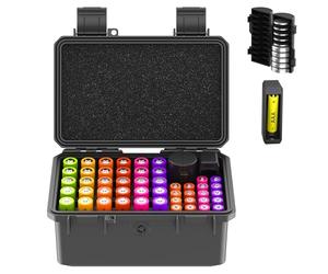 KIWIFOTOS Organizador de pilas AAA AA con comprobador de batería, IP67, resistente al agua, carcasa dura, organizador de 30 pilas AA y 18 pilas AAA y 10 pilas de botón