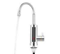 KiwiHood Grifo eléctrico de 3000 W, calentador de agua, giratorio 360°, grifo de cocina con indicador de temperatura LED, grifo de agua caliente de acero inoxidable con función de agua fría y caliente