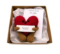 Kiwilima KL Regalo Original Mujer, Hombre, Amiga o Pareja | Corazón de Crochet con Tarjeta Personalizable y Mensaje Positivo | Regalos Cumpleaños | Detalle Original