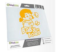 Kiwistar - Adhesivo para bebé - Amarillo - Pegatinas de mariposa para niña - Baby on Board 15 cm - para coche, moto, bicicleta, tuning