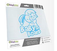 Kiwistar - Adhesivo para bebé - azul claro - Pegatinas para conejito para niña - Baby on Board 20 cm - para coche, moto, bicicleta, tuning