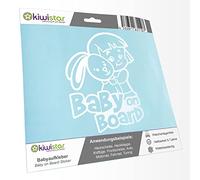Kiwistar - Adhesivo para bebé - Blanco mate - Adhesivo para conejito para niña - Baby on Board 20 cm - para coche, moto, bicicleta, tuning