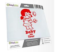 Kiwistar - Adhesivo para bebé, color rojo, diseño de mariposa, 20 cm, para coche, moto, bicicleta, tuning