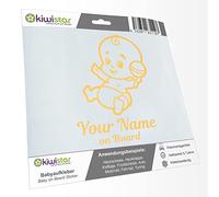 Kiwistar - Adhesivo para bebé - Crema - Baby Sonajero - con texto personalizado + on Board 20 cm - para coche, moto, bicicleta, tuning