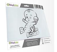 Kiwistar - Adhesivo para bebé - Cromo - Baby On Board - Baby on Board 30 cm - para coche, moto, bicicleta, tuning