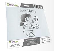 Kiwistar - Adhesivo para bebé - Cromo - Chica Mariposa Pegatinas - con texto personalizado personalizado 20 cm - para coche, moto, tuning - Baby on Board pegatinas personalizadas