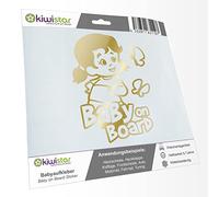 Kiwistar - Adhesivo para bebé - Cromo dorado - Adhesivo de mariposa para niña - Baby on Board 30 cm - para coche, moto, bicicleta, tuning