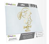 Kiwistar - Adhesivo para bebé - Cromo dorado - Chica Conejo - Baby on Tour 24 cm - para coche, moto, bicicleta, tuning