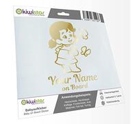 Kiwistar - Adhesivo para bebé - Cromo dorado - Pegatinas de mariposa para niña - Personalizado con texto deseado + en la tabla de 15 cm - para coche, moto, bicicleta, tuning