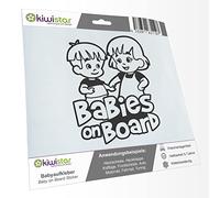 Kiwistar - Adhesivo para bebé - gris oscuro - Adhesivo para hermanos y niñas - Baby on Board 30 cm - para coche, moto, bicicleta, tuning