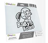 Kiwistar - Adhesivo para bebé - gris oscuro - Pegatinas para conejito para niña - Baby on Board 30 cm - para coche, moto, bicicleta, tuning