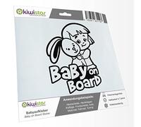 Kiwistar - Adhesivo para bebé - Negro - Adhesivo para niña - Baby on Board 20 cm - para coche, moto, bicicleta, tuning