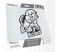 Kiwistar - Adhesivo para bebé - negro mate - Adhesivo para conejito para niña - Baby on Board 24 cm - para coche, moto, bicicleta, tuning