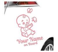 Kiwistar - Adhesivo para bebé - Rosa claro - Baby Butterfly Sticker - con texto personalizado + Baby on Board 15 cm - para coche, moto, tuning - pegatinas personalizadas