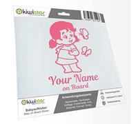 Kiwistar - Adhesivo para bebé - Rosa claro - Chica Mariposa Pegatinas - Personalizado con texto personalizado + Baby on Board 15 cm - para coche, moto, tuning - pegatinas personalizadas