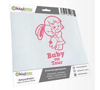 Kiwistar - Adhesivo para bebé - Rosa claro - Pegatinas para niña - Baby on Tour 30 cm - para coche, moto, bicicleta, tuning
