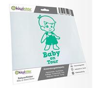 Kiwistar - Adhesivo para bebé - Turquesa - Pantalones de peto para niño - Baby on Tour 20 cm - para coche, moto, bicicleta, tuning