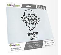 Kiwistar - Adhesivo para coche Baby on Board - Gris oscuro - Niña ángel pequeña - Bebé en gira 15 cm - Calcomanía para bicicleta, vehículo, camión, SUV